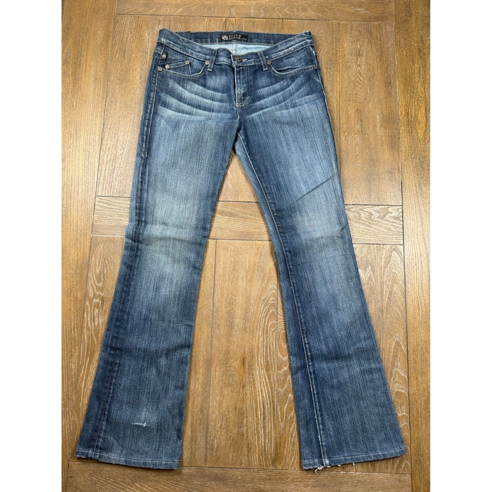 Rock & Republic Women's 29 Bootcut Jeans Embroidered Bling Pockets Y2K 3186